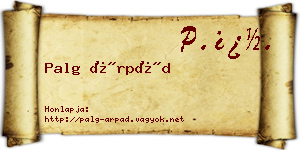 Palg Árpád névjegykártya